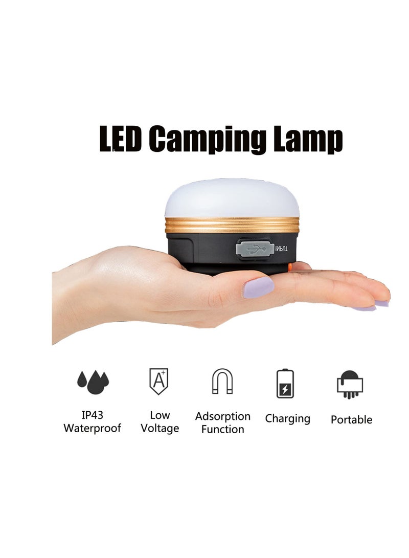 Excefore 2 قطع مصباح تخييم، ضوء تخييم بقاعدة مغناطيسية، أضواء خيمة قابلة لإعادة الشحن عبر USB للتخييم، الطوارئ، الصيد، المشي في الطبيعة - Image 3