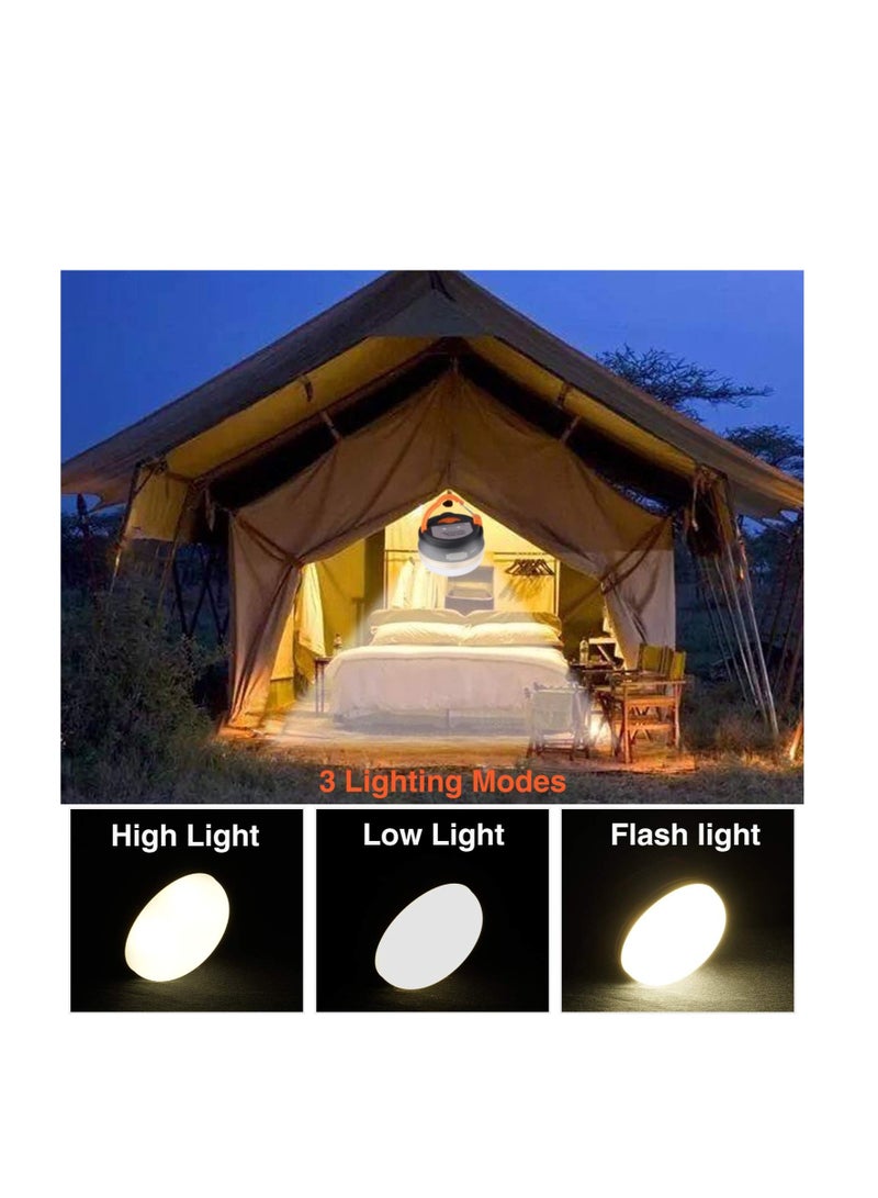 Excefore 2 قطع مصباح تخييم، ضوء تخييم بقاعدة مغناطيسية، أضواء خيمة قابلة لإعادة الشحن عبر USB للتخييم، الطوارئ، الصيد، المشي في الطبيعة - Image 4