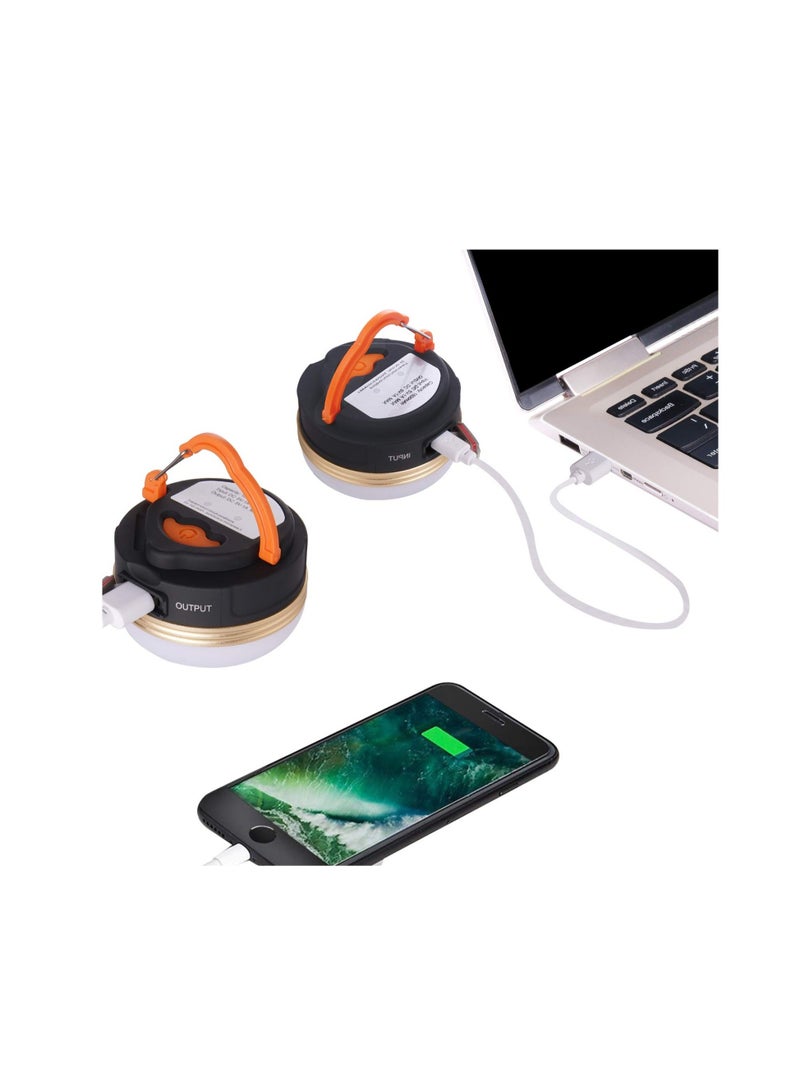 Excefore 2 قطع مصباح تخييم، ضوء تخييم بقاعدة مغناطيسية، أضواء خيمة قابلة لإعادة الشحن عبر USB للتخييم، الطوارئ، الصيد، المشي في الطبيعة - Image 2