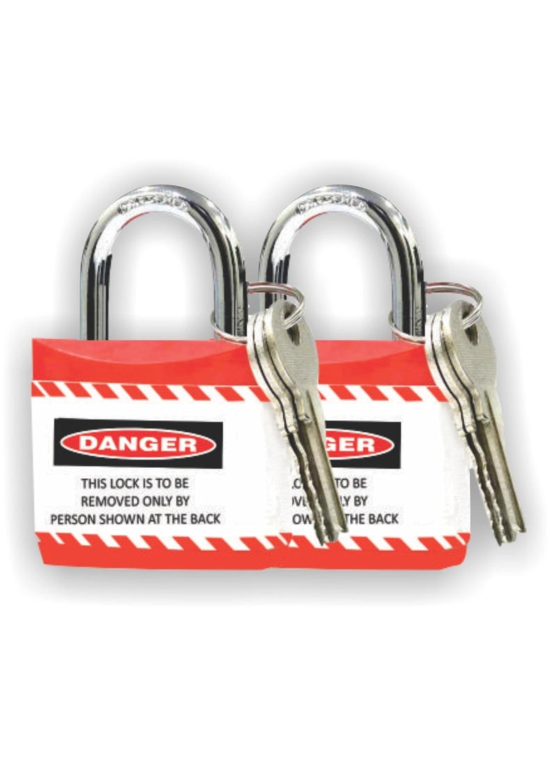 Loto Industrial Safety Regular Shackle Jacket Padlock with 3 Keys Set of 2 Red  - Image 1