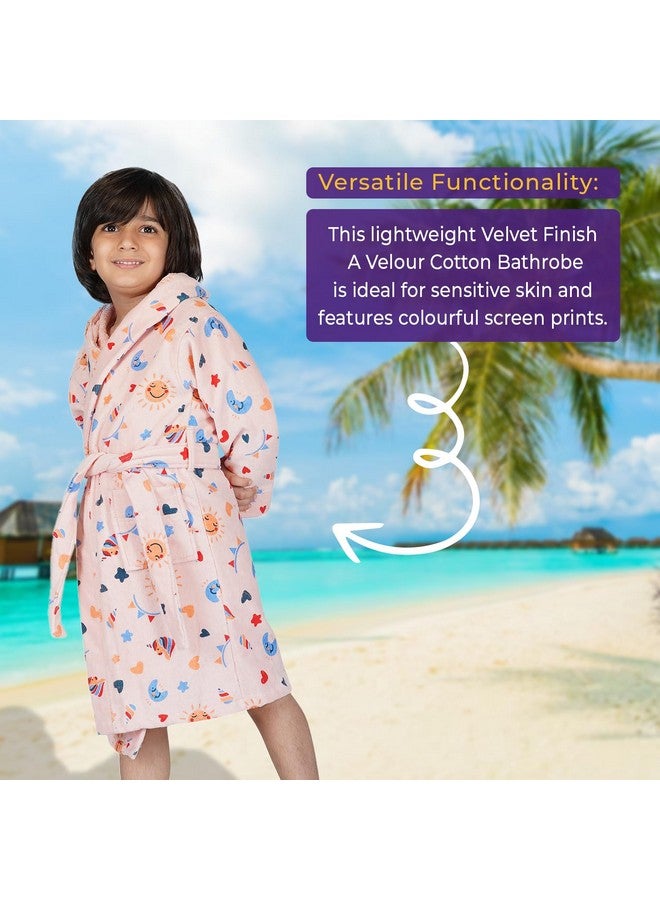 RANGOLI SOFT ABSORBENT DURABLE TOWELS Rangoli Unicorn 100% Cotton Kids Bathrobe, 400 GSM, Ultra Soft, Hooded Bathrobe for Boys with 2 Pockets and Attached Adjustable Belt | Gown Bathrobe for kids|Peach,9 Years-10 Years - Image 5