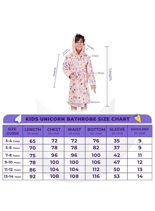 RANGOLI SOFT ABSORBENT DURABLE TOWELS Rangoli Unicorn 100% Cotton Kids Bathrobe, 400 GSM, Ultra Soft, Hooded Bathrobe for Boys with 2 Pockets and Attached Adjustable Belt | Gown Bathrobe for kids|Peach,9 Years-10 Years - Image 4