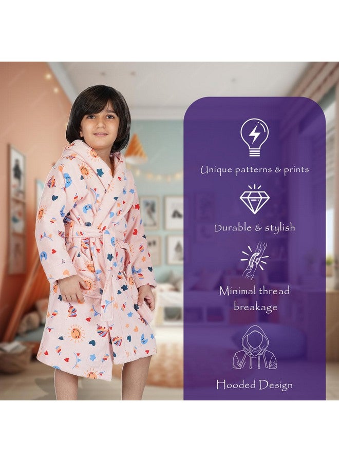 RANGOLI SOFT ABSORBENT DURABLE TOWELS Rangoli Unicorn 100% Cotton Kids Bathrobe, 400 GSM, Ultra Soft, Hooded Bathrobe for Boys with 2 Pockets and Attached Adjustable Belt | Gown Bathrobe for kids|Peach,9 Years-10 Years - Image 3