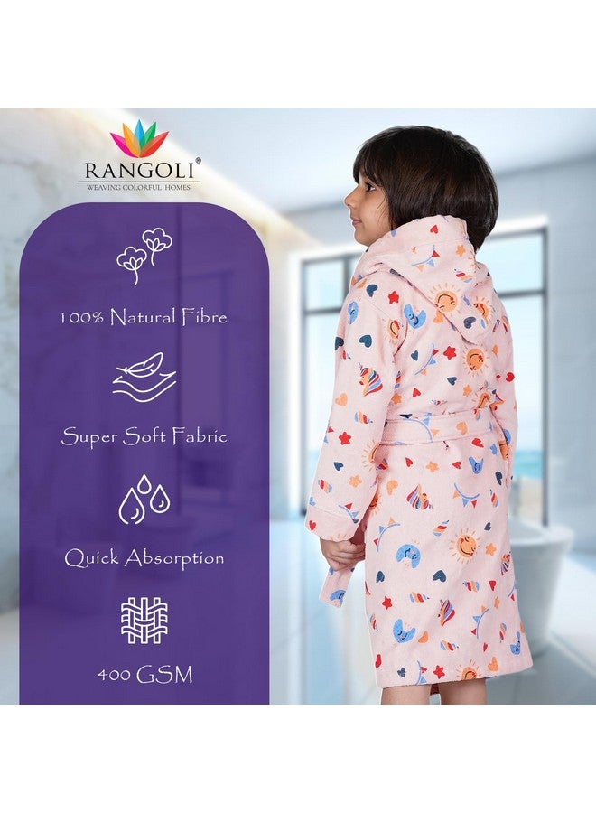 RANGOLI SOFT ABSORBENT DURABLE TOWELS Rangoli Unicorn 100% Cotton Kids Bathrobe, 400 GSM, Ultra Soft, Hooded Bathrobe for Boys with 2 Pockets and Attached Adjustable Belt | Gown Bathrobe for kids|Peach,9 Years-10 Years - Image 2