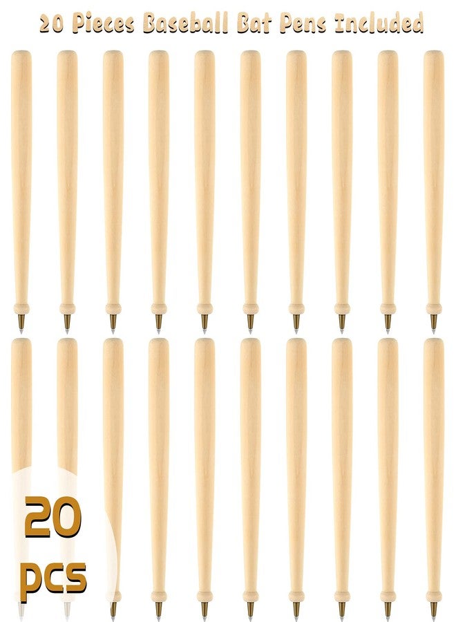 Chinco 20 Pieces Baseballs Bat Pen, Baseball Party Favors, Baseballs Funny Pens, Baseball Gifts for Boys, Drumstick Writing Pen with Black Ink, Reward for Students Friend Kids - Image 3