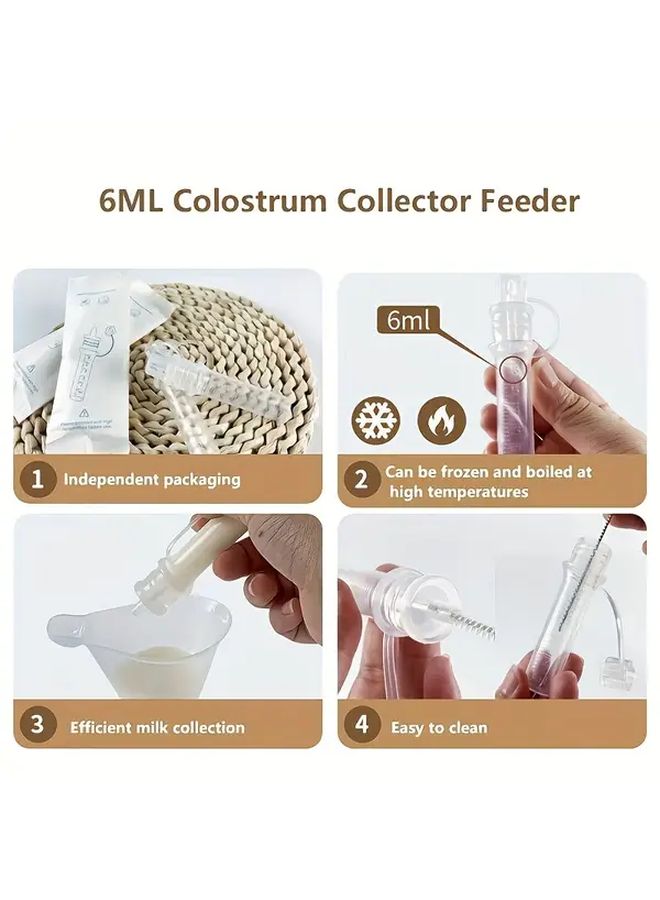 6pcs Reusable Colostrum Extractor Portable BPA Free Breast Milk Collection Container 0.2oz Easy Flow Design No Charging Needed Safe Convenient First Milk Collection - Image 5