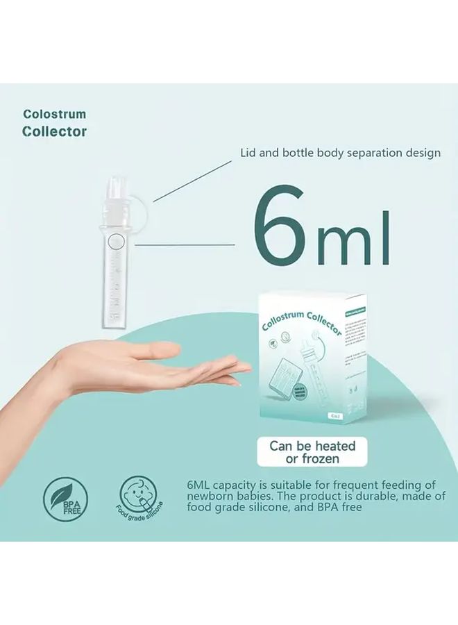 6pcs Reusable Colostrum Extractor Portable BPA Free Breast Milk Collection Container 0.2oz Easy Flow Design No Charging Needed Safe Convenient First Milk Collection - Image 4