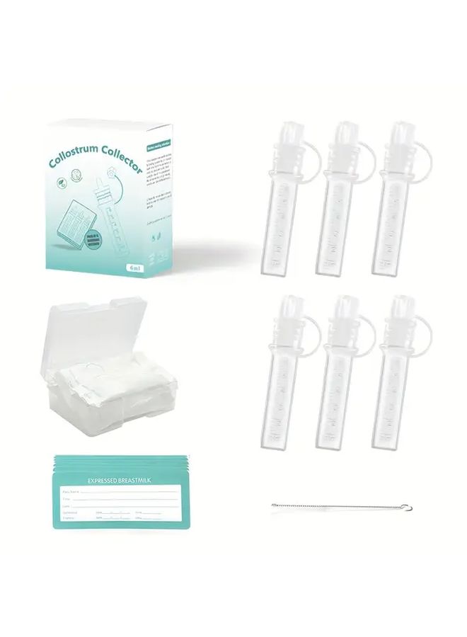 6pcs Reusable Colostrum Extractor Portable BPA Free Breast Milk Collection Container 0.2oz Easy Flow Design No Charging Needed Safe Convenient First Milk Collection - Image 1