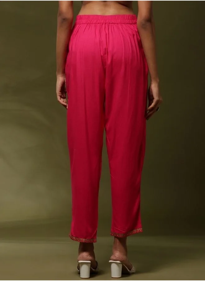 أبهشتي Regular salwar pants with printed hem-violet