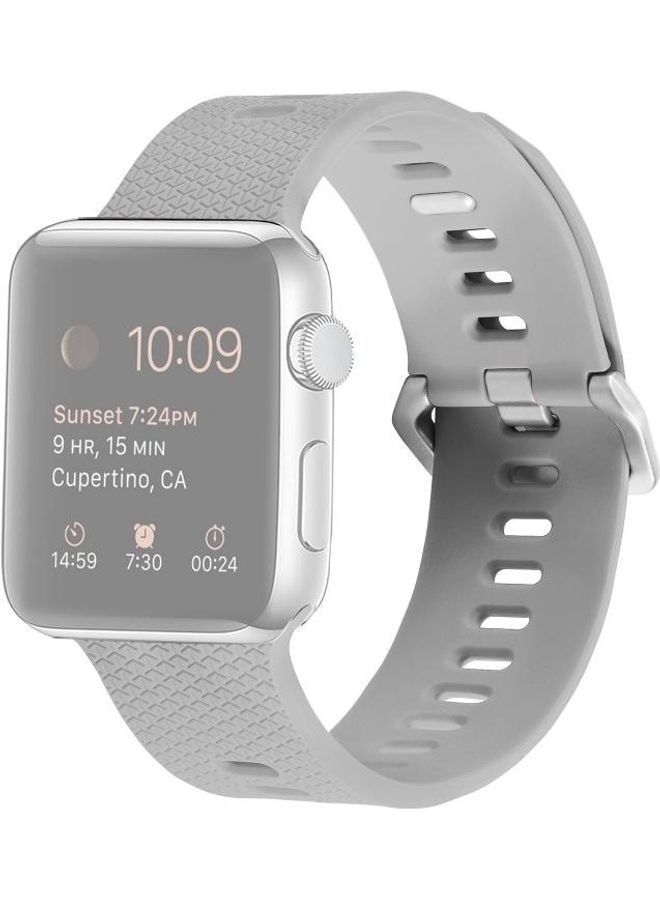 NIBEMINENT Silicone Replacement Strap Watchband For Apple Watch Series SE/6/5/4/3/2/1 Rock White - Image 1