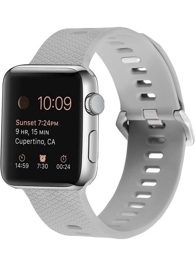 NIBEMINENT Silicone Replacement Strap Watchband For Apple Watch Series SE/6/5/4/3/2/1 Rock White - Image 3