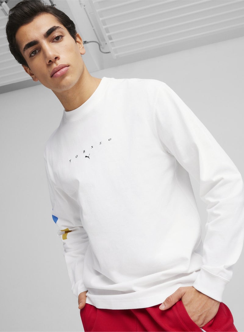 PUMA House of Graphics Torneo Mens White Long Sleeve T-shirt - Image 1