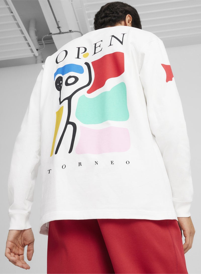PUMA House of Graphics Torneo Mens White Long Sleeve T-shirt - Image 3