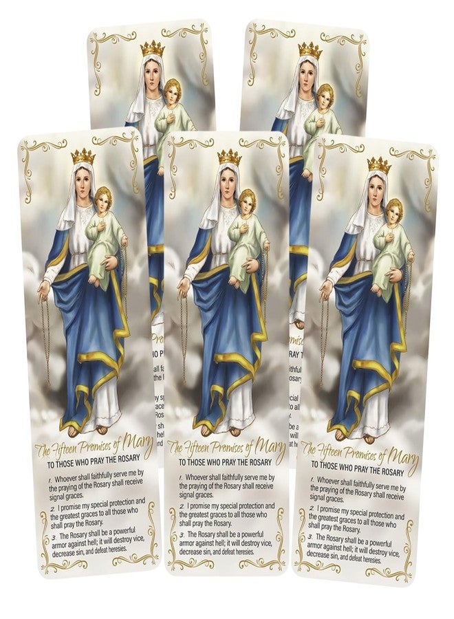 Needzo 15 Promises of The Rosary Bookmark, Jumbo Laminated Page Markers, Double Sided, 6.5 Inches (Pack of 5) - Image 1