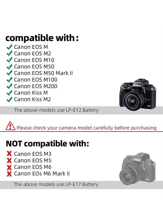 Glorich ACK-E12 AC Power Adapter DR-E12 DC Coupler LP-E12 LPE12 Dummy Battery Kit for Canon EOS M200, M100, M50 Mark II, M50, M10, M2, M, Kiss M, Kiss M2 Mirrorless Digital Cameras. - Image 3