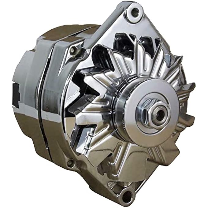 OBUYTO Chrome Alternator Compatible With BBC SBC Chevy 105 Amp 3-Wire Or 1-One Wire Setup 65-85 Self Exciting 7127CH 400-12395 - Image 1
