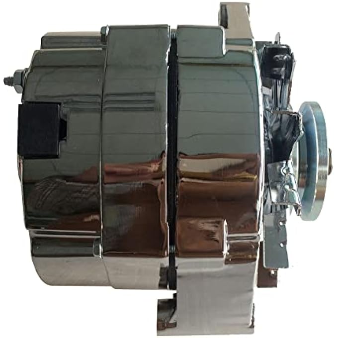 OBUYTO Chrome Alternator Compatible With BBC SBC Chevy 105 Amp 3-Wire Or 1-One Wire Setup 65-85 Self Exciting 7127CH 400-12395 - Image 2