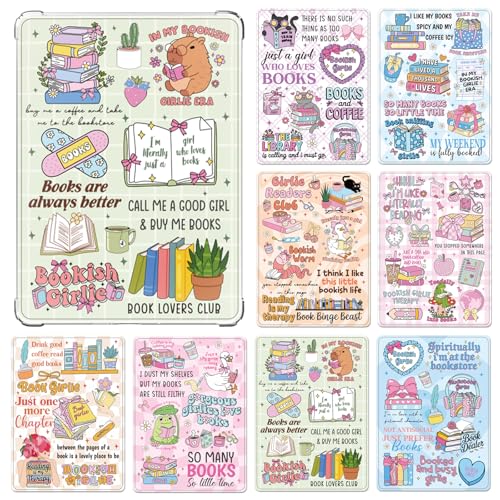 TAKEALOOKO Insert Cardstock Paper for Kindle 6Pcs Colorful Reading Theme Back Cover Inserts Cute Decorative Cards for Kindle EReaders Perfect Gifts for Book Lovers 69x48 - Image 1