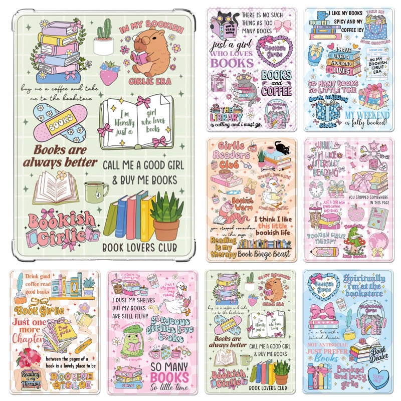 TAKEALOOKO Insert Cardstock Paper for Kindle 6Pcs Colorful Reading Theme Back Cover Inserts Cute Decorative Cards for Kindle EReaders Perfect Gifts for Book Lovers 69x48 - Image 3