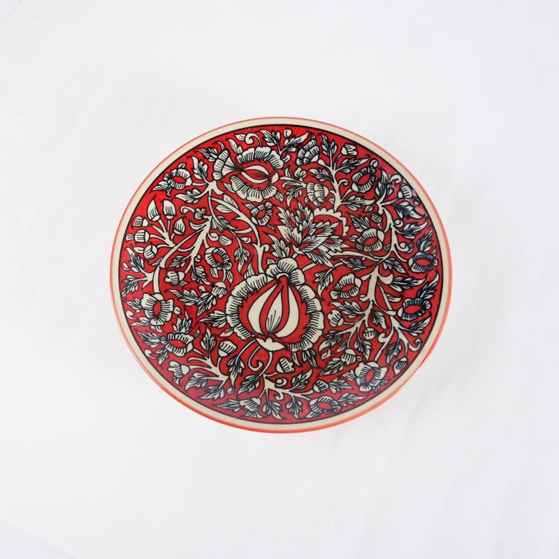 Caffeine Ceramic Handmade Stoneware Red Mughal Dinner Plates10 inch Set of 2 Ceramic Plates for Dinner (Microwave & Dishwasher Safe) - Image 5