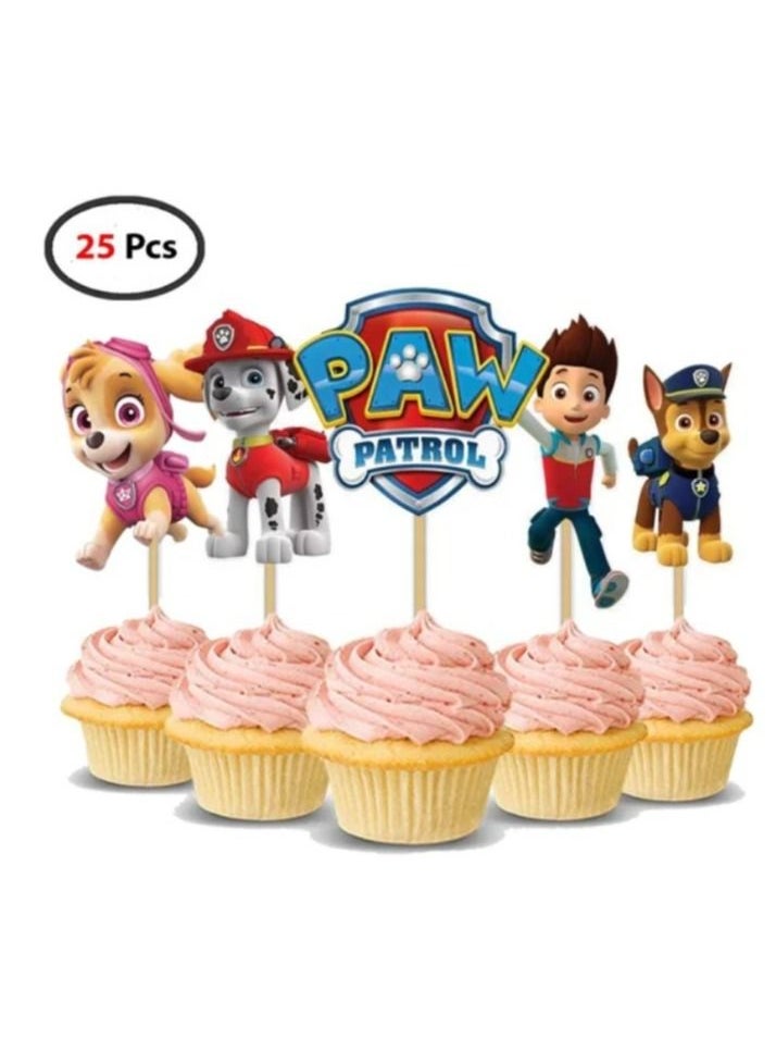 Tamona 25-Piece Paw Patrol Birthday Theme Cup Cake Toppers  - Image 1