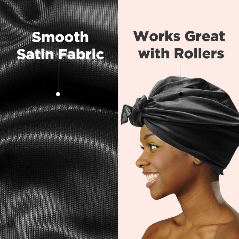 Donna وشاح رأس ساتين دونا 30" × 30"، رباط رأس للنساء، وشاح رأس للنساء، وشاح حرير، لف الشعر الحريري للنوم، 1 قطعة (أسود، 30" × 30") - Image 2