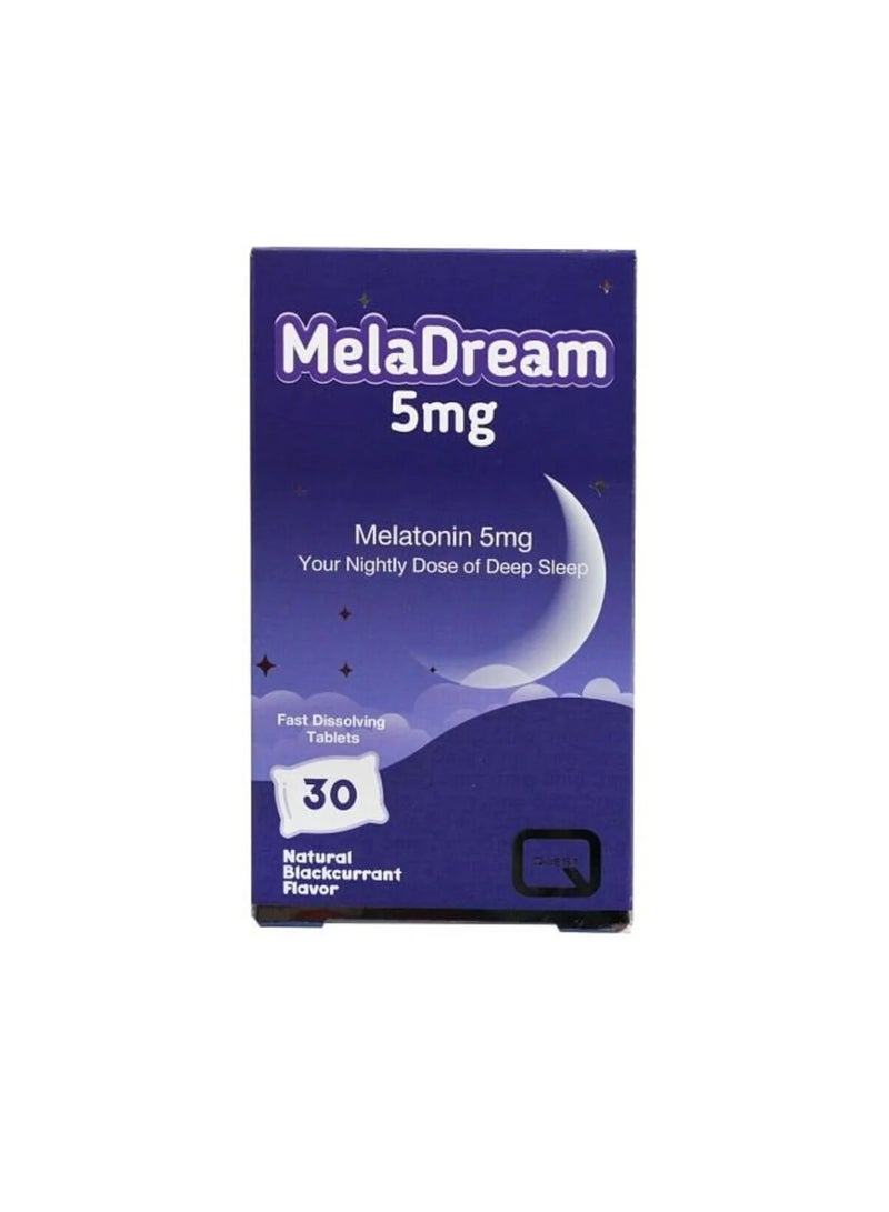 Quest MelaDream Melatonin 5mg Fast Dissolving Tablets, 30 Count, Natural Blackcurrant Flavor