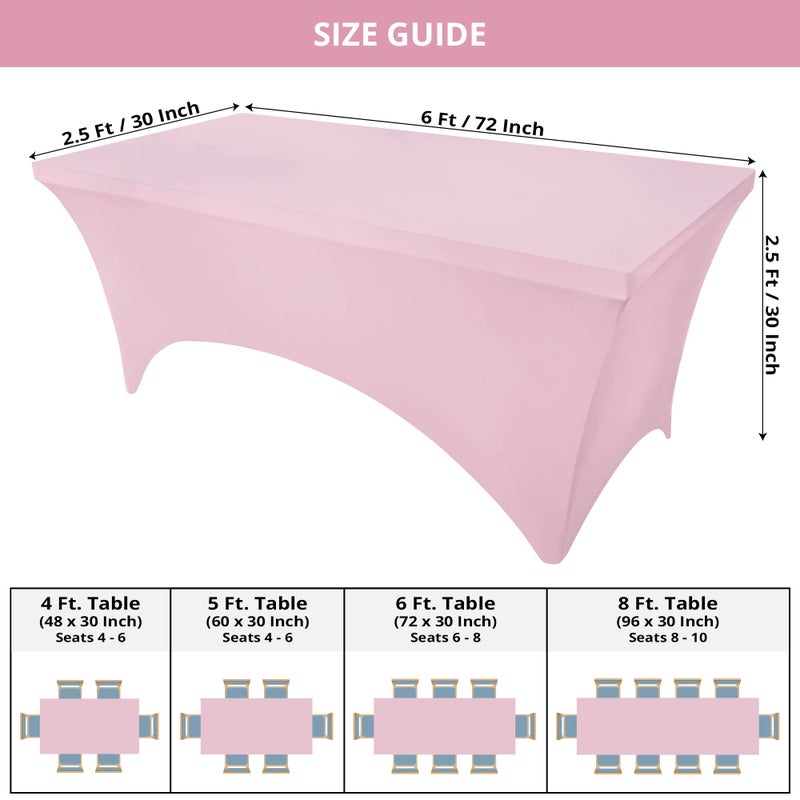 Utopia Kitchen Utopia Kitchen Spandex Tablecloth 2 Pack [6FT  Pink] Tight  Fitted  Washable and Wrinkle Resistant Stretch Rectangular Patio Table Cover for Event  Wedding  Banquet & Parties [72Lx30Wx30H Inch]  - Image 4