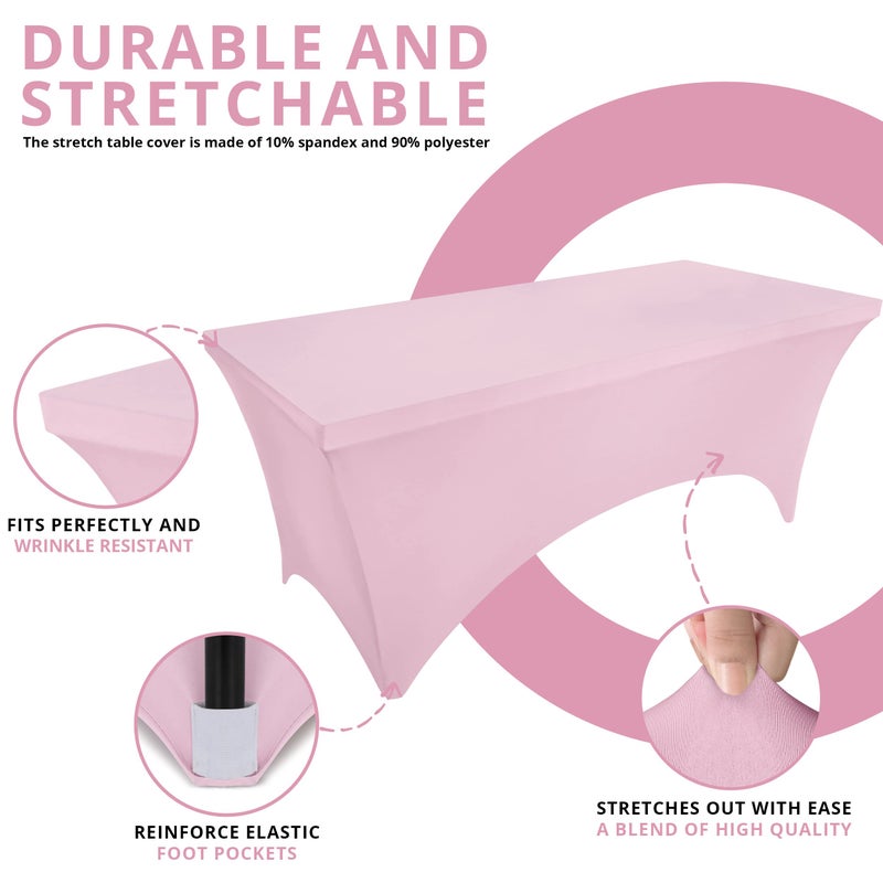 Utopia Kitchen Utopia Kitchen Spandex Tablecloth 2 Pack [6FT  Pink] Tight  Fitted  Washable and Wrinkle Resistant Stretch Rectangular Patio Table Cover for Event  Wedding  Banquet & Parties [72Lx30Wx30H Inch]  - Image 3