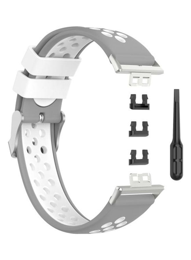 NIBEMINENT Silicone Replacement Strap Watchband For Huawei Watch Fit 18mm Clasp Style Grey - Image 2