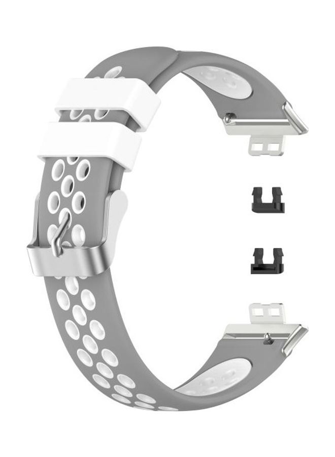 NIBEMINENT Silicone Replacement Strap Watchband For Huawei Watch Fit 18mm Clasp Style Grey - Image 1