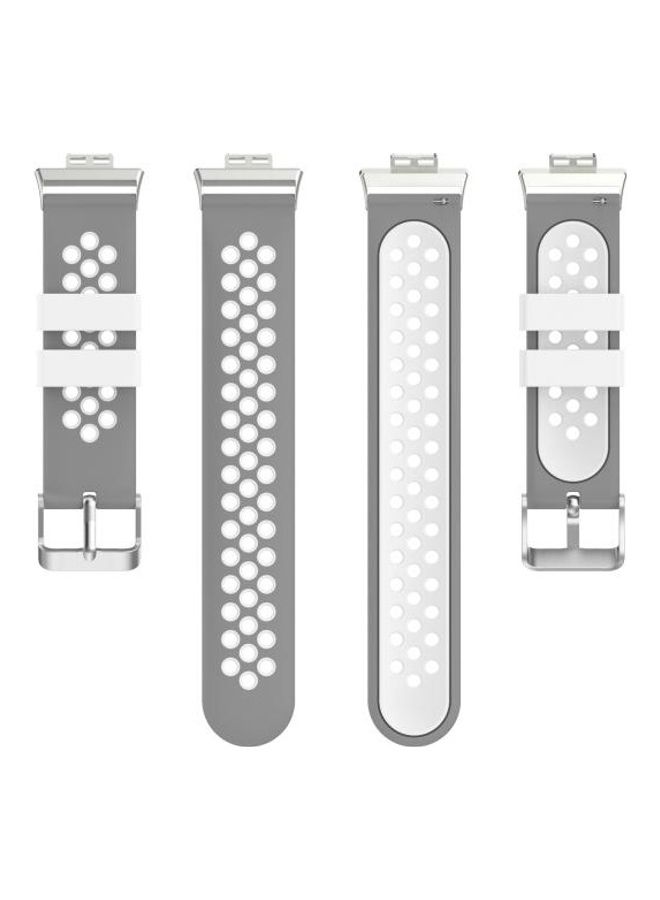 NIBEMINENT Silicone Replacement Strap Watchband For Huawei Watch Fit 18mm Clasp Style Grey - Image 3