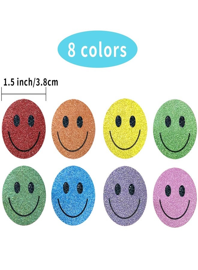 Yeachlaing 1.5 Inch Shiny Happy Face Stickers Circle Dots Labels Reward Stickers Teachers Sticker (500PCS,Multicolored) - Image 2