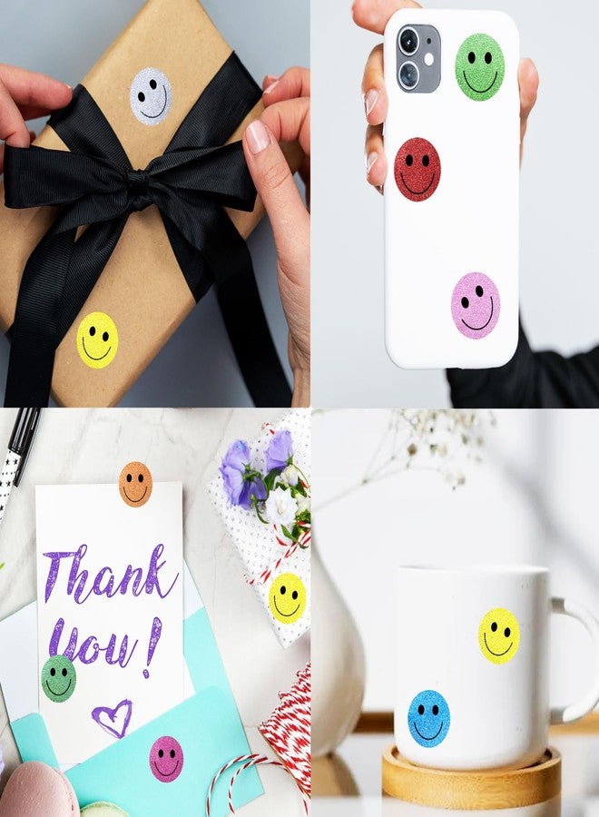 Yeachlaing 1.5 Inch Shiny Happy Face Stickers Circle Dots Labels Reward Stickers Teachers Sticker (500PCS,Multicolored) - Image 3