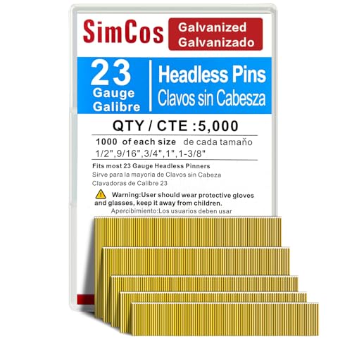 SimCos 23 Gauge Pinner Nails 1/2"~1-3/8" Headless Pin Nails for 23 GA Pneumatic or Electric Pinner or pin Gun (1/2"+9/16"+3/4"+1"+1-3/8" -5000pcs) - Image 1
