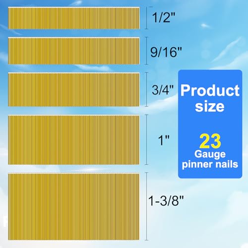 SimCos 23 Gauge Pinner Nails 1/2"~1-3/8" Headless Pin Nails for 23 GA Pneumatic or Electric Pinner or pin Gun (1/2"+9/16"+3/4"+1"+1-3/8" -5000pcs) - Image 2
