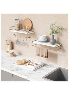 Anmi Floating Bathroom Shelves Wall Mounted,Modern Bathroom Organizer for Wall Decor Storage, Set of 2  - Image 2