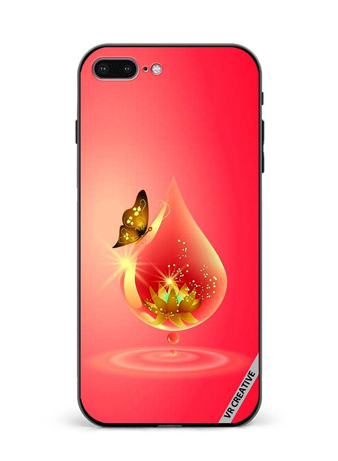 VR CREATIVE Protective Case Cover For Apple iPhone 7 Plus/8 Plus Golden Butterfly Red Waterdrop Design Multicolour - Image 1