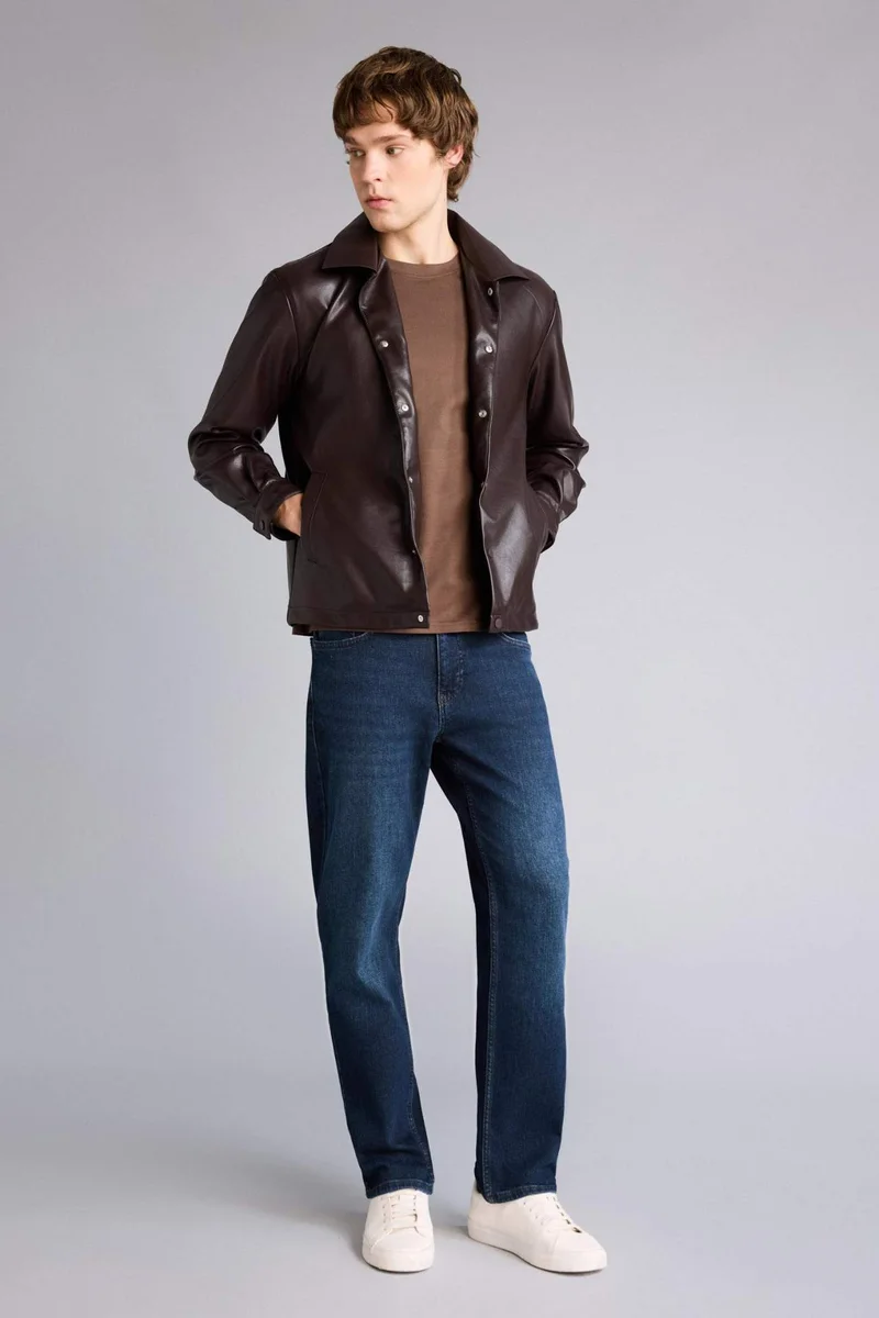 ديفاكتو Regular Fit Faux Leather Jacket