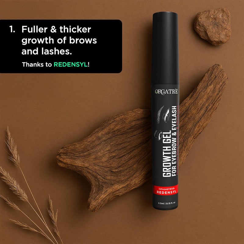 Orgatre Eyebrow Eyelash Growth Gel 45ml DualUse Enhancer for Women Redensyl Procapil Capilia Longa Fuller Look Nourishing Lash Brow Serum Hair Fall Control
