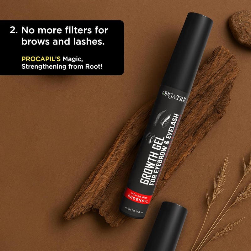 Orgatre Eyebrow Eyelash Growth Gel 45ml DualUse Enhancer for Women Redensyl Procapil Capilia Longa Fuller Look Nourishing Lash Brow Serum Hair Fall Control