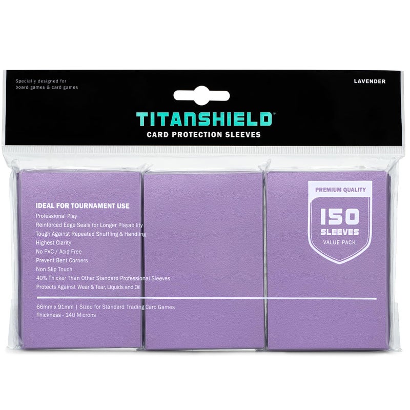 TitanShield Premium Card Sleeves | Compatible with Pokemon, One Piece, Lorcana, Flesh & Blood, & Magic The Gathering MTG | (150 Sleeves - Standard) (1, Lavender, Standard | 66x91mm) - Image 1