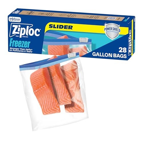 Ziploc Gallon Food Storage Freezer Slider Bags, Power Shield Technology for More Durability, 28 Count (Packaging May Vary) - Image 1