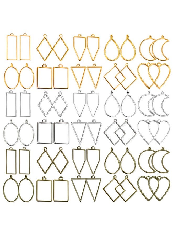 shynek Open Bezels For Resin 60Pcs Hollow Frame Pendants Resin Craft Bezels Jewelry Molds For Resin Casting Necklaces Earrings Making Supplies - Image 1