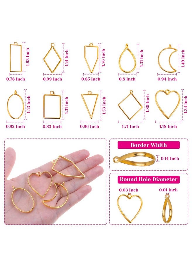 shynek Open Bezels For Resin 60Pcs Hollow Frame Pendants Resin Craft Bezels Jewelry Molds For Resin Casting Necklaces Earrings Making Supplies - Image 4