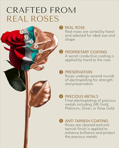 Forever Rose Real Rose Dipped in Rose Gold, Handcrafted Preserved Rose in Luxury Gold Gift Box, Romantic Gift for Her, Elegant Keepsake for Anniversary, Birthday, or Any Special Occasion - Image 2