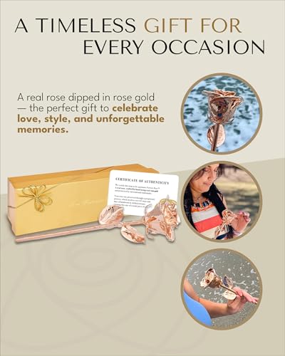Forever Rose Real Rose Dipped in Rose Gold, Handcrafted Preserved Rose in Luxury Gold Gift Box, Romantic Gift for Her, Elegant Keepsake for Anniversary, Birthday, or Any Special Occasion - Image 5