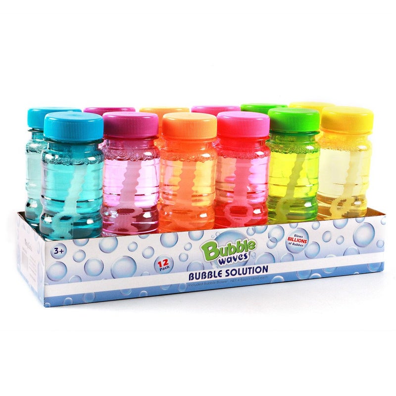 Novelinks 4oz Big Bubble Wands 12 Pack - 14â€™â€™ Blow Bubbles Solution Bubble Blowing Summer Toy for Party Favor Outdoor Activity - Image 1