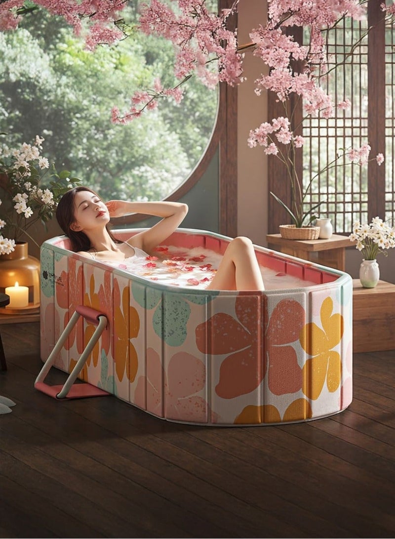 والالا حوض استحمام كبير محمول مقاوم للماء وقابل للطي وغير قابل للنفخ، أحواض استحمام منزلية مطورة، حمام عائلي منفصل مع حوض استحمام داعم للبالغين والأطفال 120 سم - Image 1