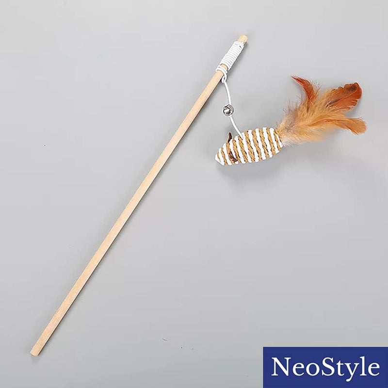 NeoStyle Cat Stick Toy,String Cat Toy,Cat Feather Wand Toy,Cat Interactive Toy,Bell Pole Toy Feather Tease, Cat Toys for Indoor Cats Cat Teaser Cat String Toy (Paper Rope Mouse) - Image 3